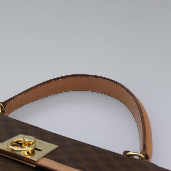 CELINE Macadam Canvas Hand Bag Pvc Leather Brown Gold - Picture 8 of 13